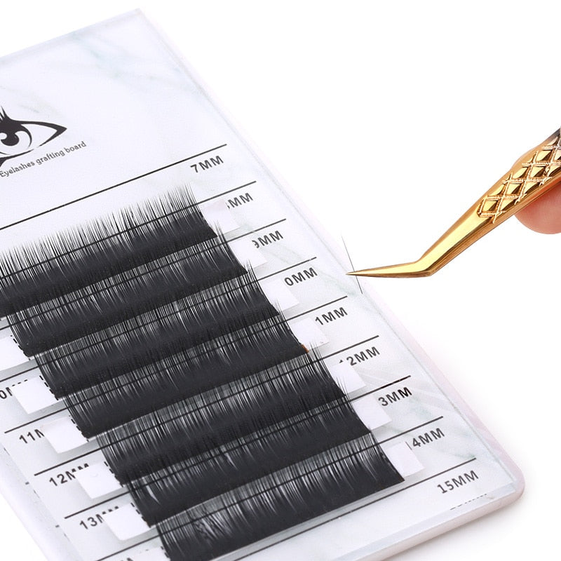 100% Closed High Quality Premium Black-Gold Eyelashes Tweezers Hand Anti-slip Design 3D 6D Lashes Extensions Makeup Tools