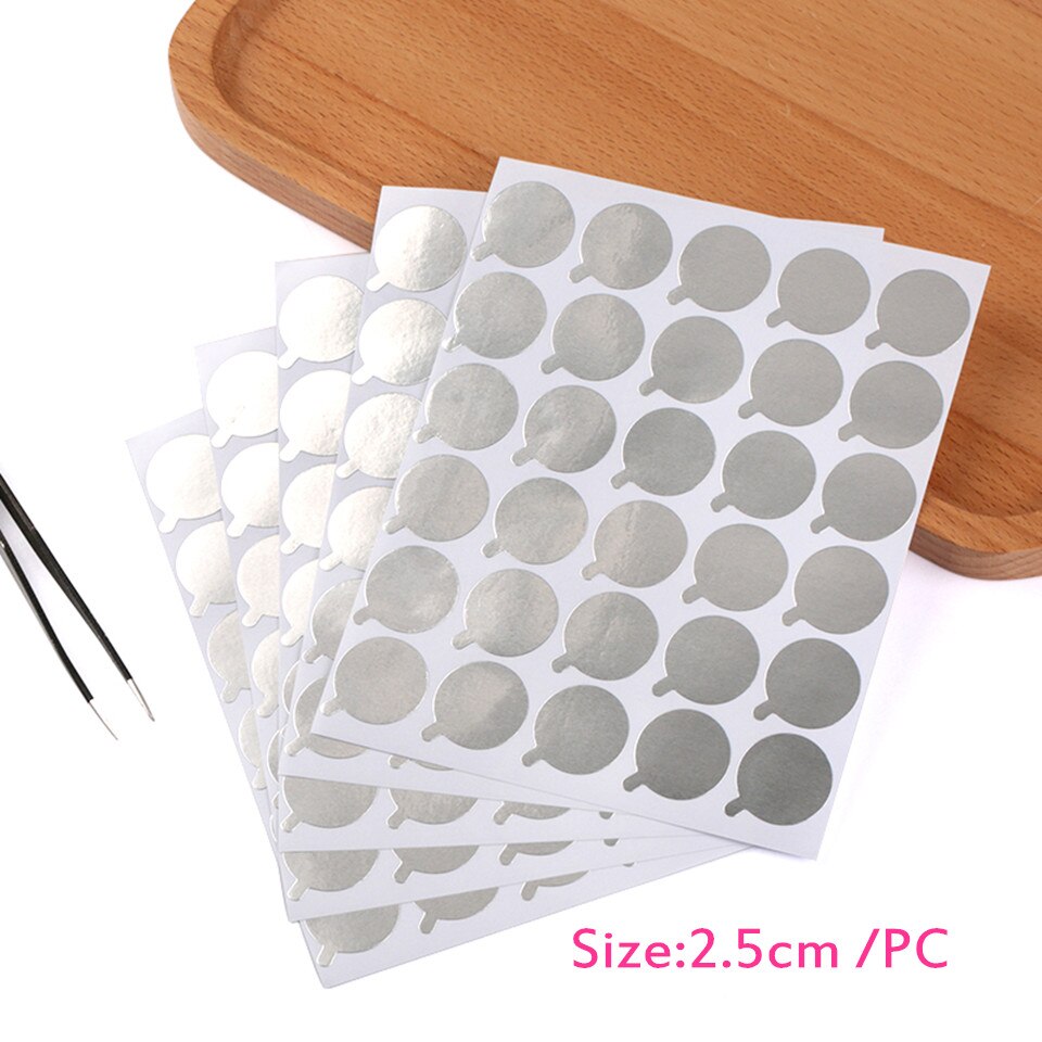 NEWCOME 300pcs/bag Eyelash Extension Glue Holder Silver Stickers 2.5cm Disposable Eyelash Stand Eye Pad Makeup Tools