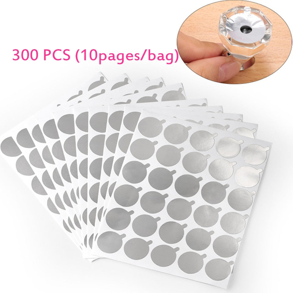 NEWCOME 300pcs/bag Eyelash Extension Glue Holder Silver Stickers 2.5cm Disposable Eyelash Stand Eye Pad Makeup Tools