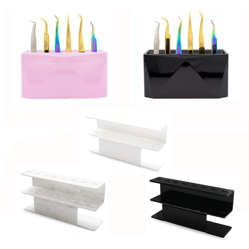 Acrylic Eyelash Tweezers Storage Rack 6 Holes Eyelash Extension Tools Organizer Stand Holder