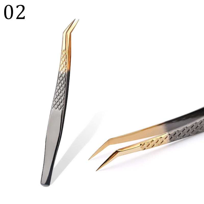 100% Closed High Quality Premium Black-Gold Eyelashes Tweezers Hand Anti-slip Design 3D 6D Lashes Extensions Makeup Tools