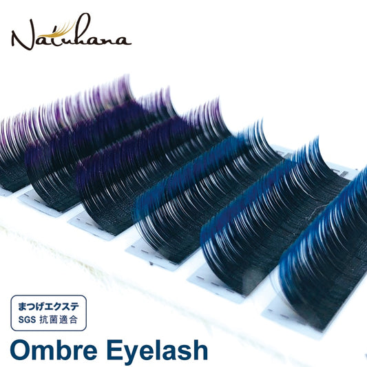 NATUHANA Free shipping Ombre Blue Purple Color Eyelash Extension Individual Faux Mink Eyelashes Gradient White False Lashes