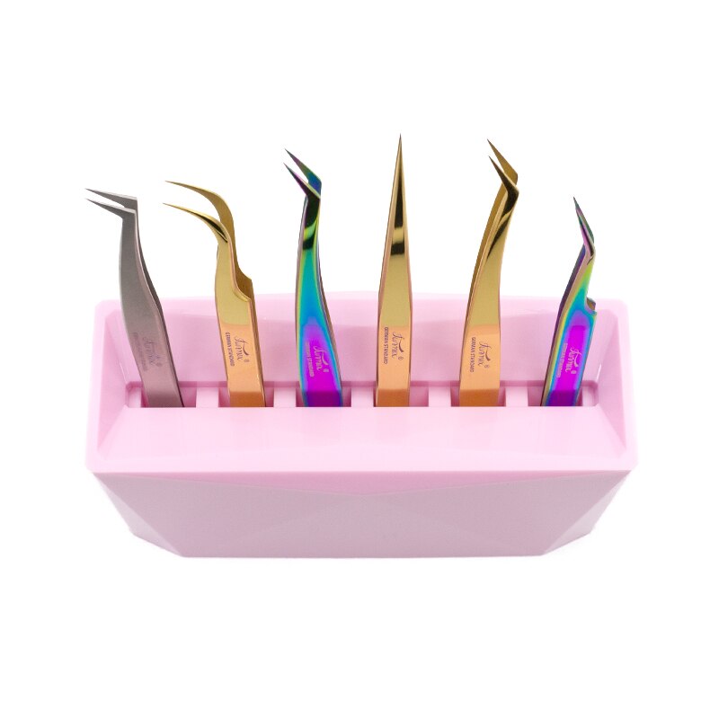 Acrylic Eyelash Tweezers Storage Rack 6 Holes Eyelash Extension Tools Organizer Stand Holder