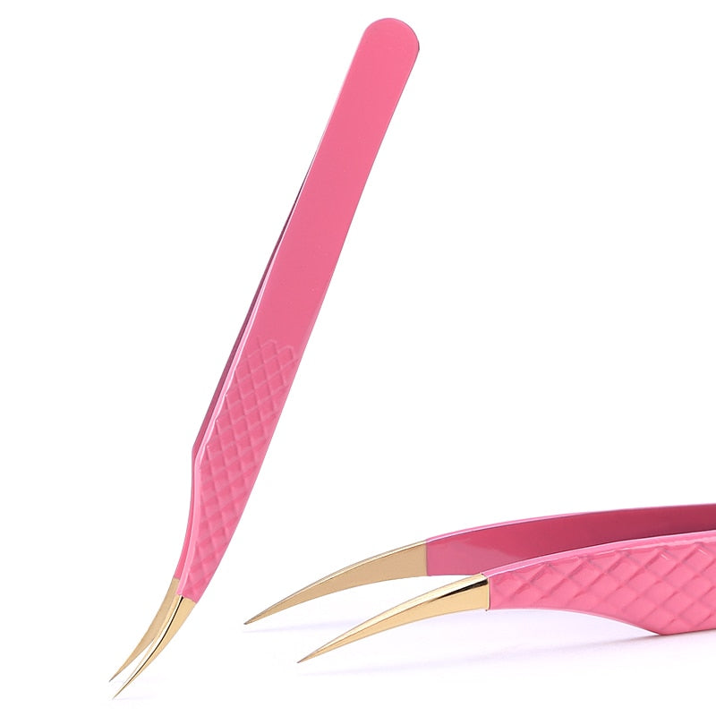 New 1Pc Eyelash Tweezers Anti-static Non-magnetic Professional Pincet 3D Eyelash Extension Tweezer 100% Closure eyeLash Tool