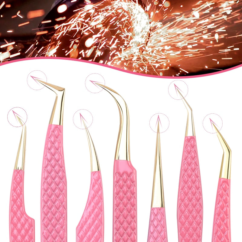 New 1Pc Eyelash Tweezers Anti-static Non-magnetic Professional Pincet 3D Eyelash Extension Tweezer 100% Closure eyeLash Tool