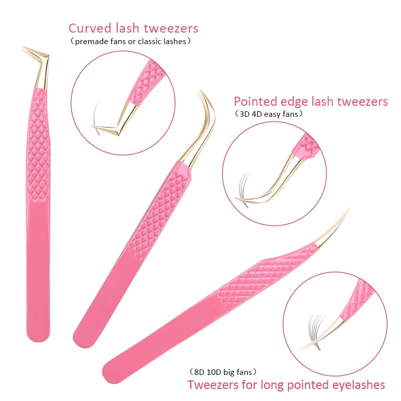 New 1Pc Eyelash Tweezers Anti-static Non-magnetic Professional Pincet 3D Eyelash Extension Tweezer 100% Closure eyeLash Tool