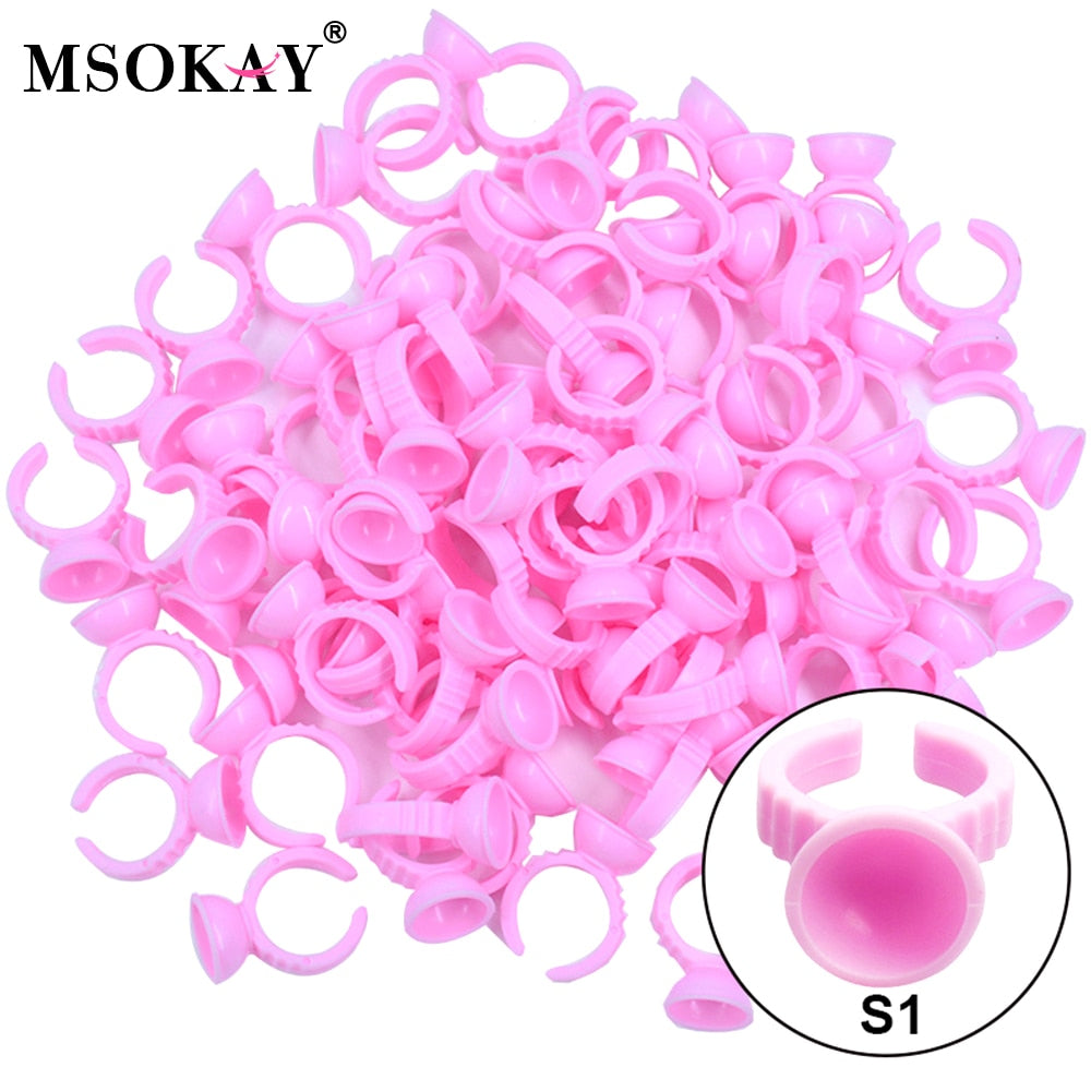 MSOKAY Wholesale 100Pcs/Bag Disposable Eyelash Extension Glue Ring Cup Tattoo Pigment Holder Container Lash Tools Supplier