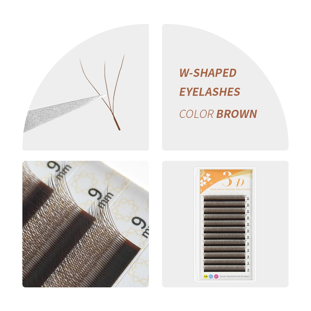 GAHAMACA W Shape Eyelash Extensions L/LU 3D Premade Volume Fan Lashes W Style Lashes Comfortable Faux Mink Natural Eyelash