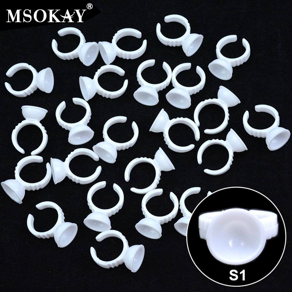 MSOKAY Wholesale 100Pcs/Bag Disposable Eyelash Extension Glue Ring Cup Tattoo Pigment Holder Container Lash Tools Supplier